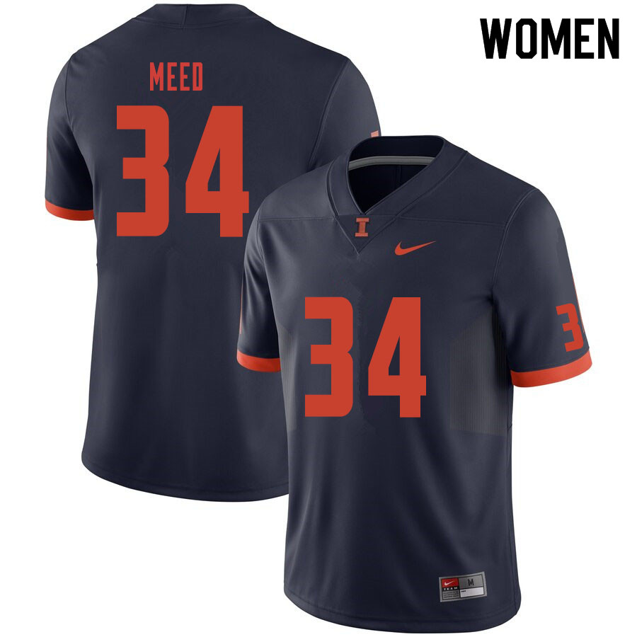 Women #34 Ryan Meed Illinois Fighting Illini College Football Jerseys Sale-Navy